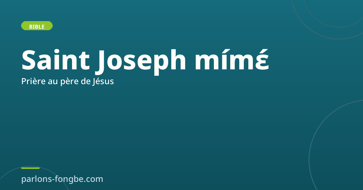 Saint Joseph en fon : prière au père de Jésus