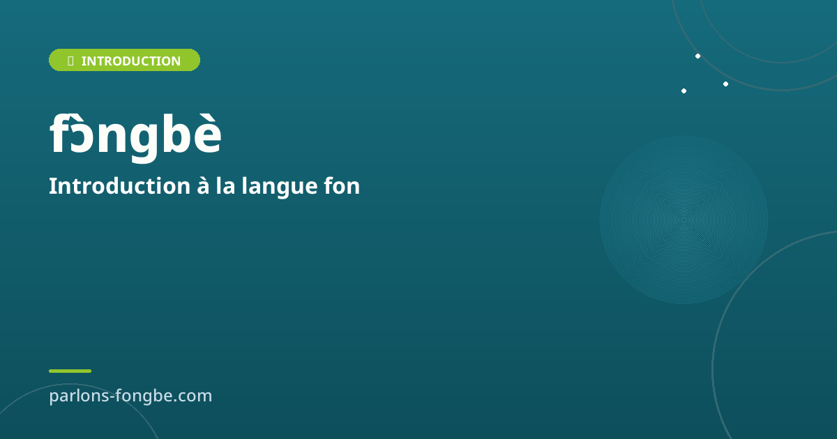 Introduction à la langue Fon