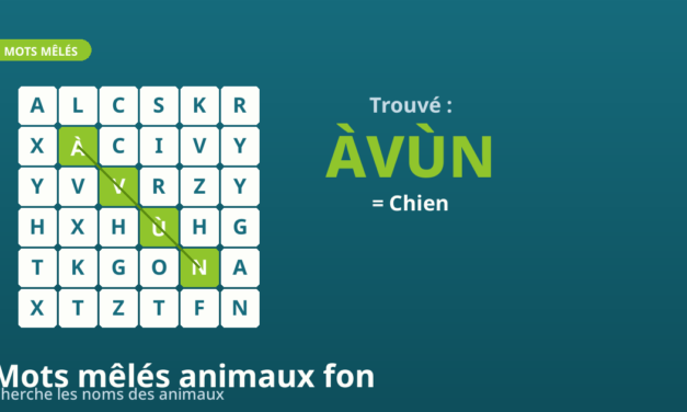 Mots mêlés fon : trouve les animaux et la nature