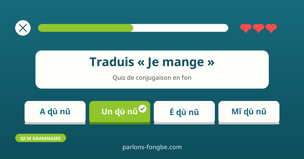 Exercices : conjugaison et structure des phrases en fon