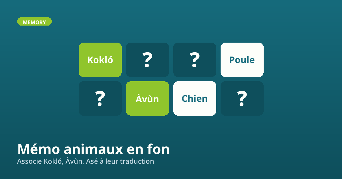 Quiz vocabulaire : les animaux et la nature en fon